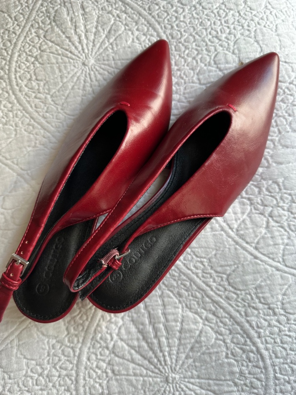 Women's Red Slingback Pointed-Toe Heels